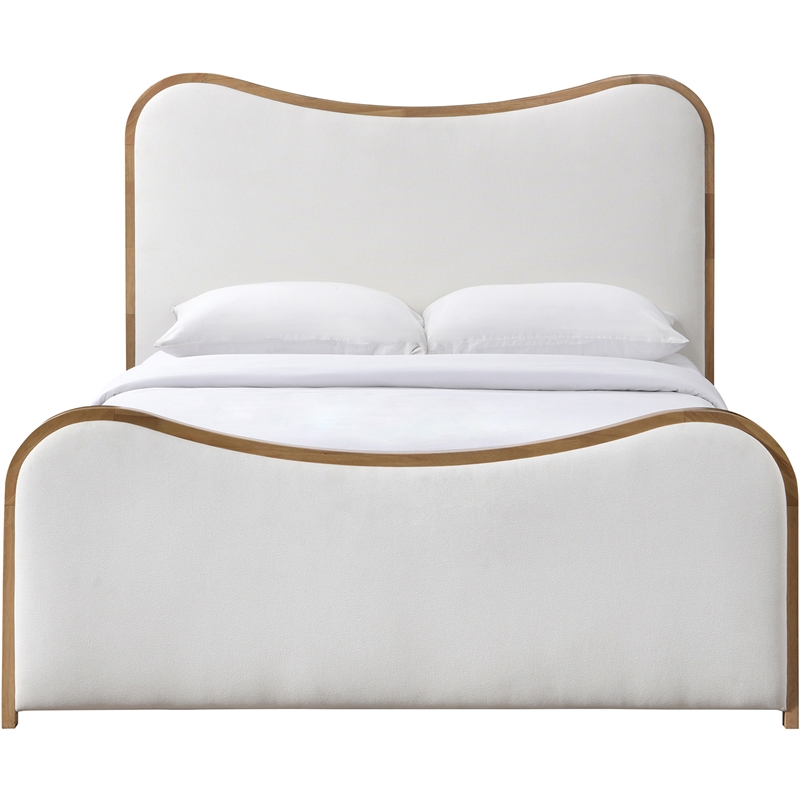 Bowery Hill Contemporary Cream Linen Textured Fabric Upholstered King Bed
