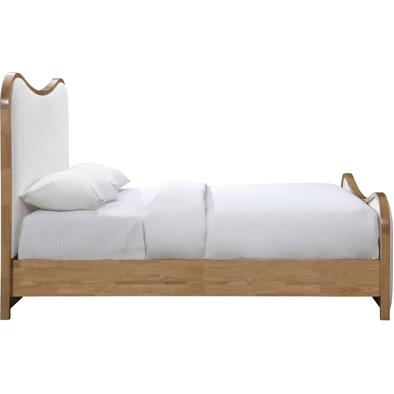 Bowery Hill Contemporary Cream Linen Textured Fabric Upholstered King Bed