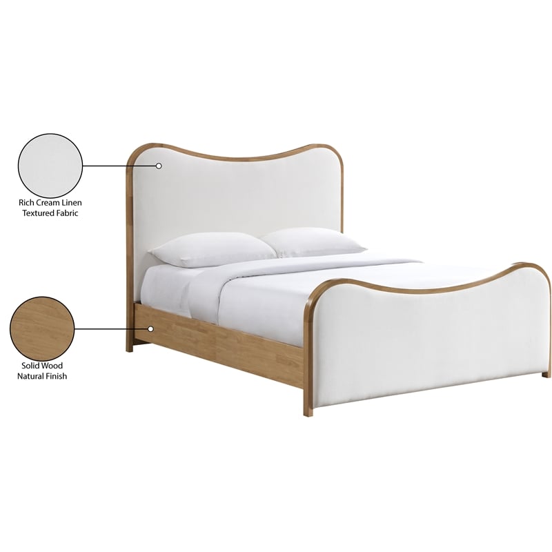 Bowery Hill Contemporary Cream Linen Textured Fabric Upholstered King Bed