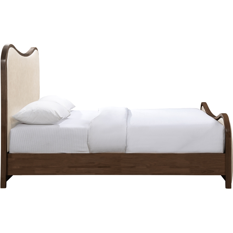 Bowery Hill Contemporary Cream Vegan Leather Upholstered Full Bed