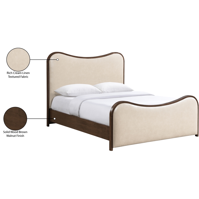 Bowery Hill Contemporary Cream Vegan Leather Upholstered Full Bed
