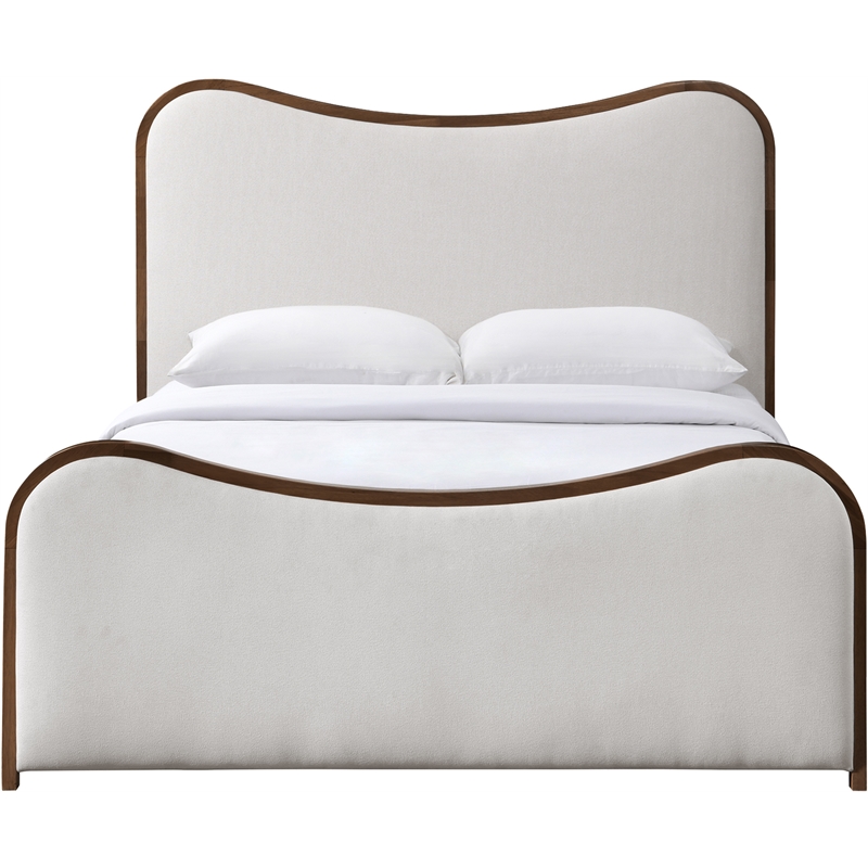 Bowery Hill Contemporary Beige Linen Textured Fabric Upholstered Full Bed