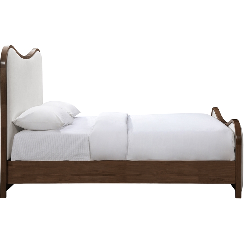 Bowery Hill Contemporary Beige Linen Textured Fabric Upholstered Full Bed