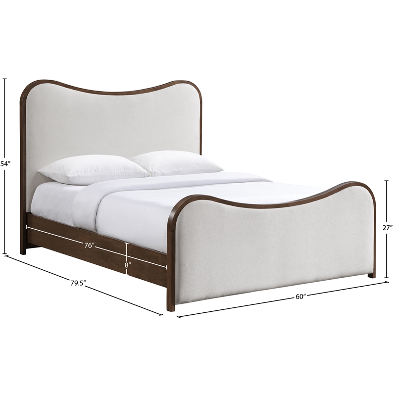 Bowery Hill Contemporary Beige Linen Textured Fabric Upholstered Full Bed