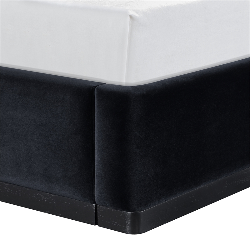 Bowery Hill Contemporary Black Durable Velvet Upholstered Twin Bed