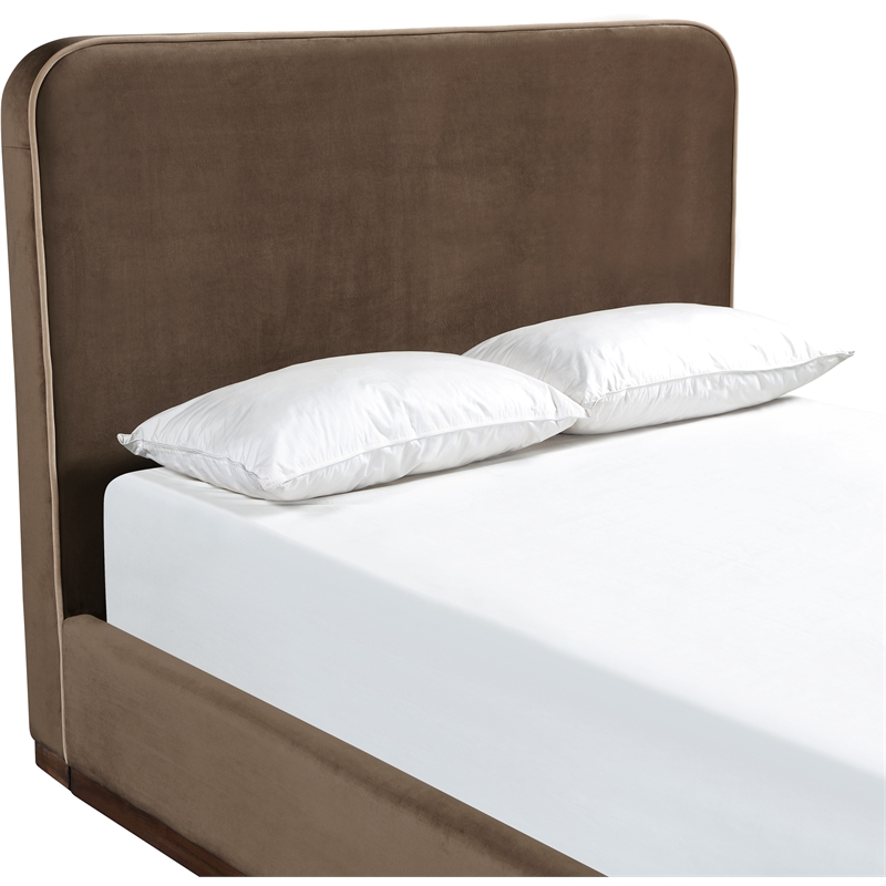 Bowery Hill Contemporary Brown Durable Velvet Upholstered Full Bed