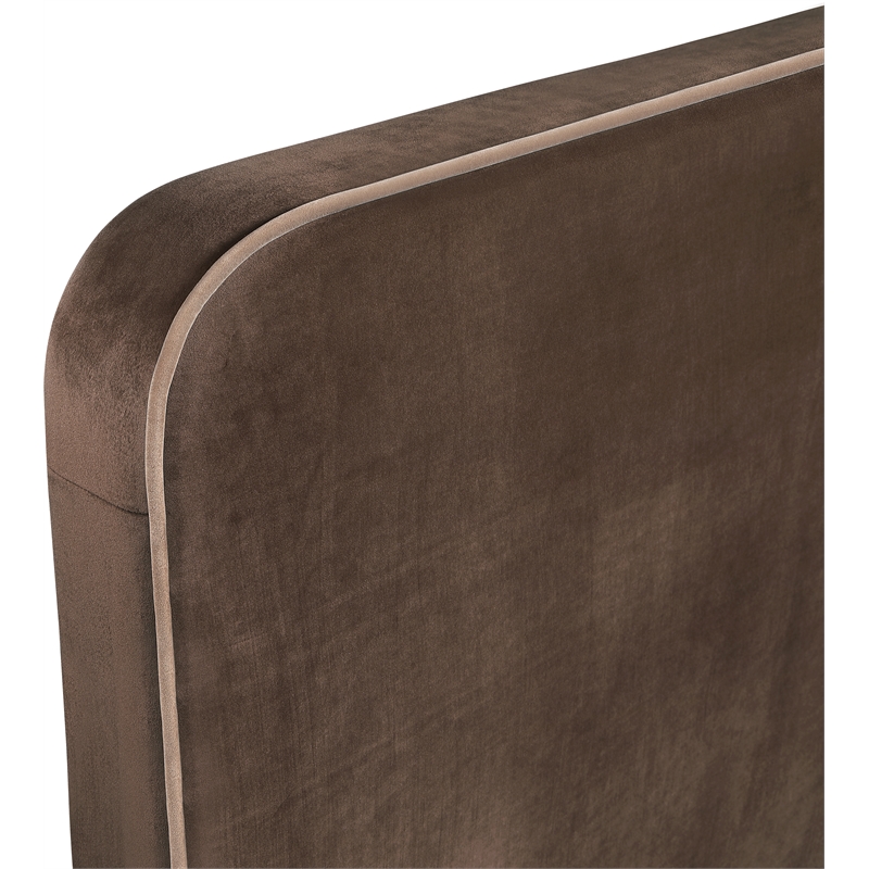 Bowery Hill Contemporary Brown Durable Velvet Upholstered Twin Bed