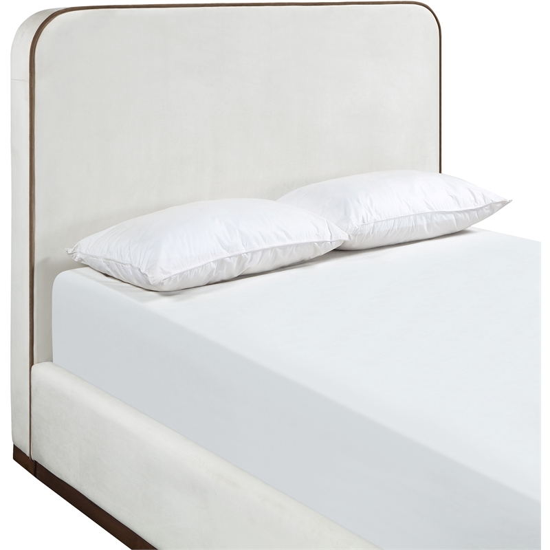 Bowery Hill Contemporary Cream Durable Velvet Upholstered Full Bed