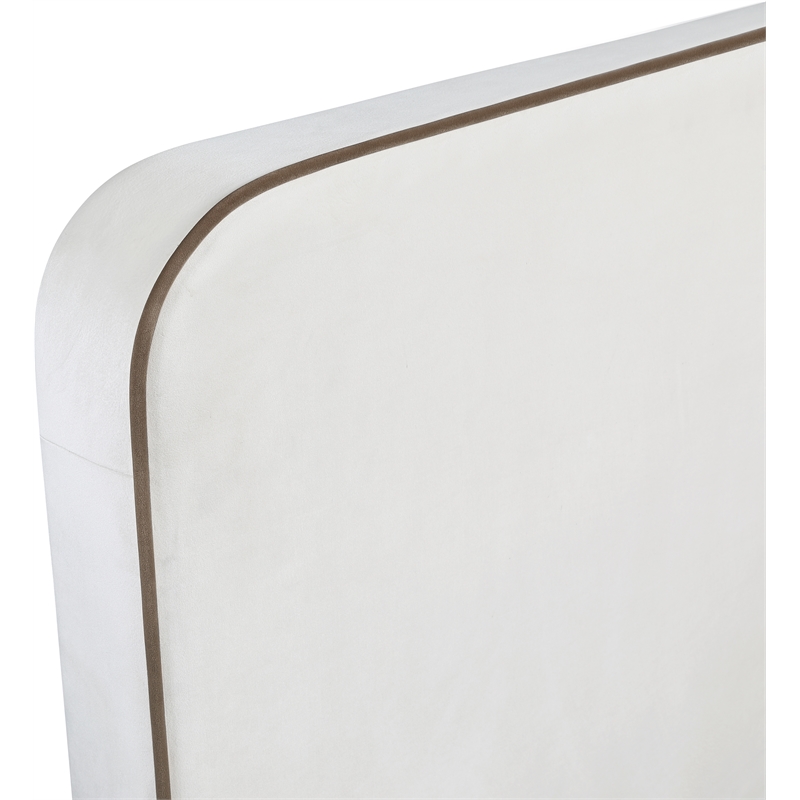 Bowery Hill Contemporary Cream Durable Velvet Upholstered Full Bed