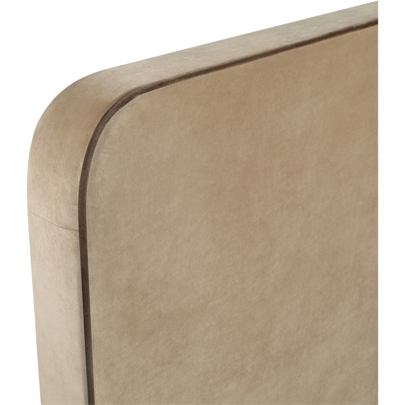 Bowery Hill Contemporary Beige Durable Velvet Upholstered Twin Bed