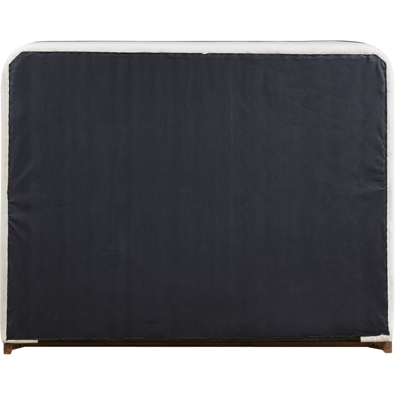 Bowery Hill Contemporary Cream Durable Velvet Upholstered King Bed