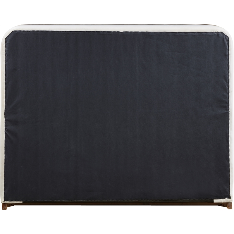 Bowery Hill Contemporary Cream Durable Velvet Upholstered Queen Bed