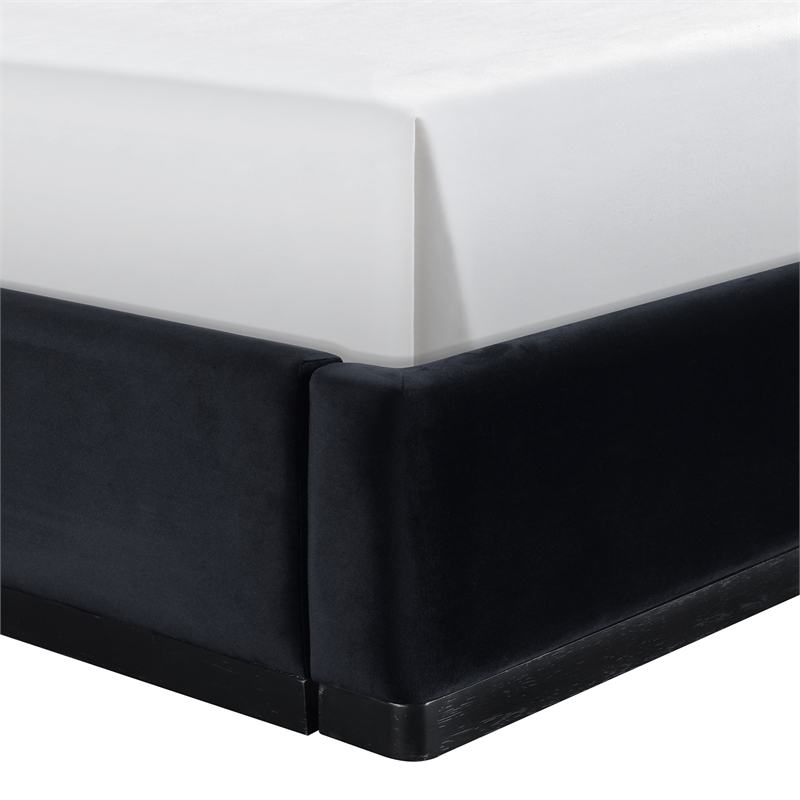 Bowery Hill Contemporary Black Durable Velvet Upholstered Full Bed
