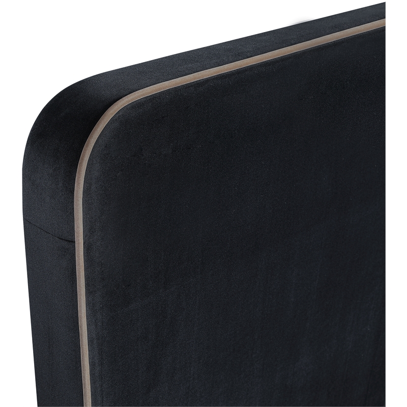 Bowery Hill Contemporary Black Durable Velvet Upholstered Full Bed