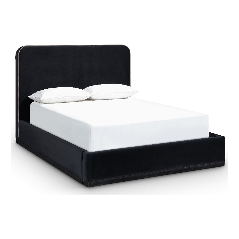 Bowery Hill Contemporary Black Durable Velvet Upholstered Full Bed