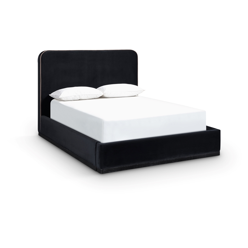 Bowery Hill Contemporary Black Durable Velvet Upholstered King Bed