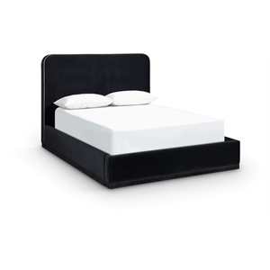 Bowery Hill Contemporary Black Durable Velvet Upholstered King Bed