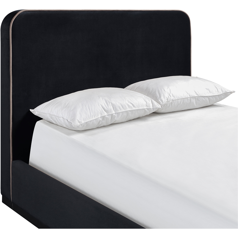 Bowery Hill Contemporary Black Durable Velvet Upholstered Queen Bed