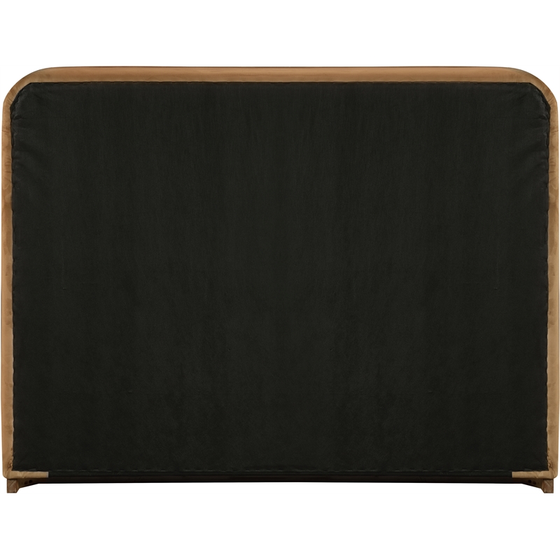Bowery Hill Contemporary Saddle Velvet Upholstered Queen Bed