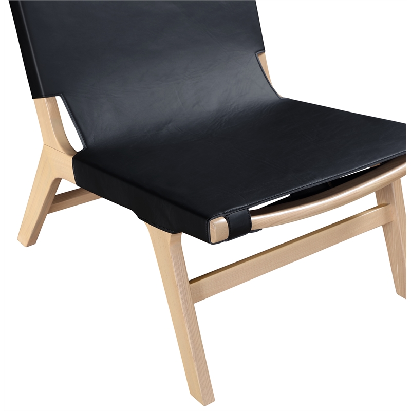 Bowery Hill Contemporary Black Vegan Leather Upholstered Accent Chair