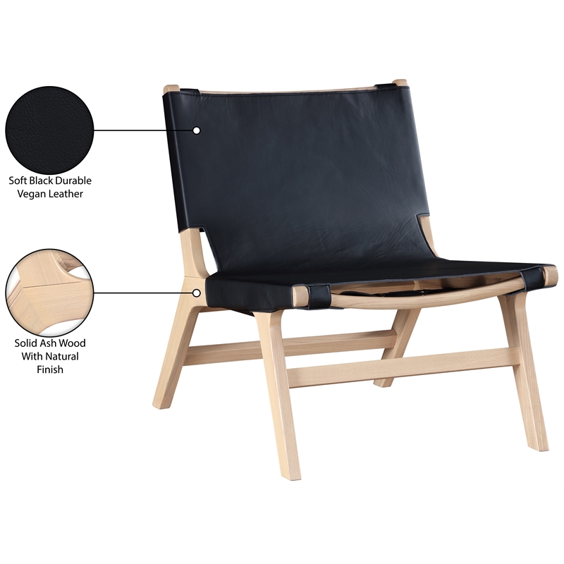 Bowery Hill Contemporary Black Vegan Leather Upholstered Accent Chair
