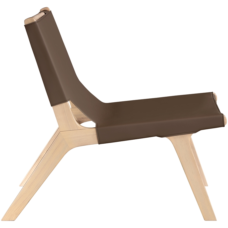 Bowery Hill Contemporary Brown Vegan Leather Upholstered Accent Chair