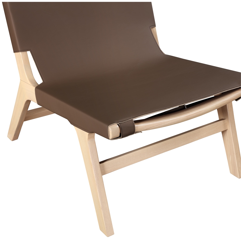 Bowery Hill Contemporary Brown Vegan Leather Upholstered Accent Chair