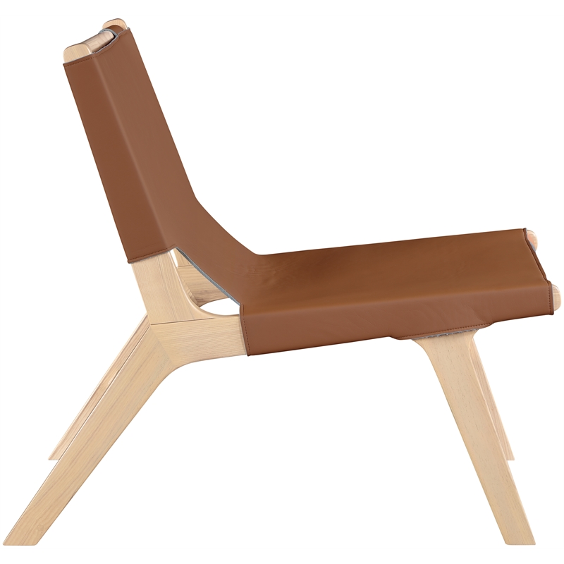 Bowery Hill Contemporary Cognac Vegan Leather Upholstered Accent Chair
