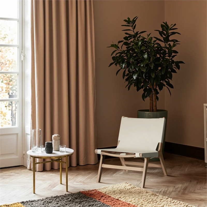 Bowery Hill Contemporary Cream Vegan Leather Upholstered Accent Chair