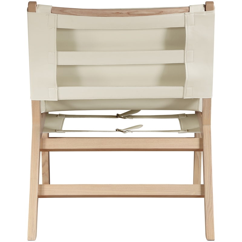 Bowery Hill Contemporary Cream Vegan Leather Upholstered Accent Chair