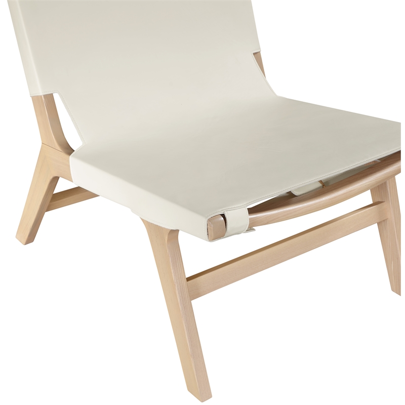 Bowery Hill Contemporary Cream Vegan Leather Upholstered Accent Chair