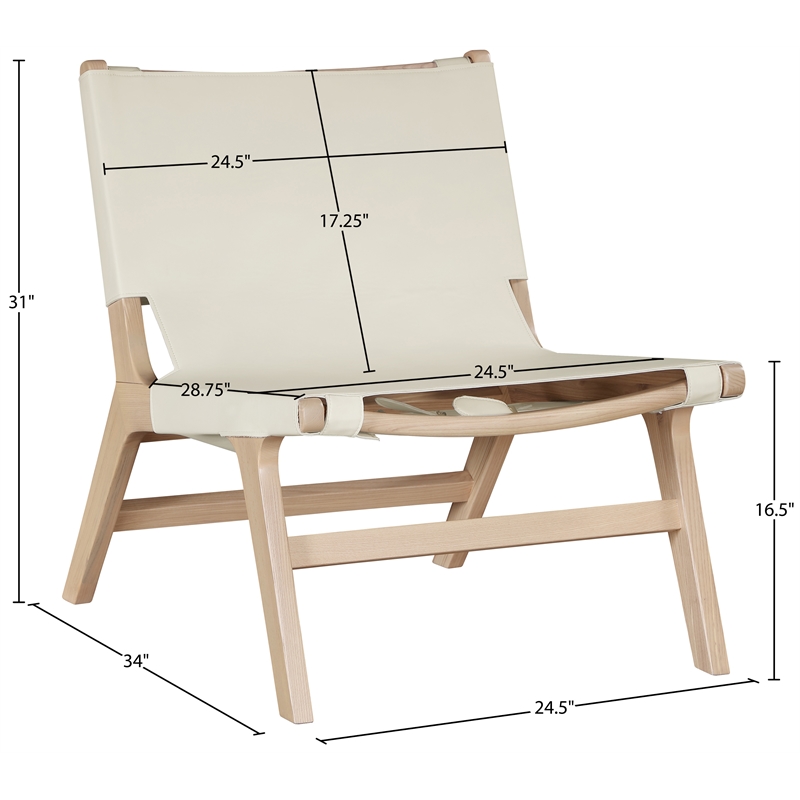 Bowery Hill Contemporary Cream Vegan Leather Upholstered Accent Chair