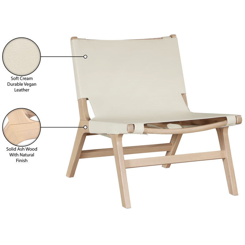 Bowery Hill Contemporary Cream Vegan Leather Upholstered Accent Chair