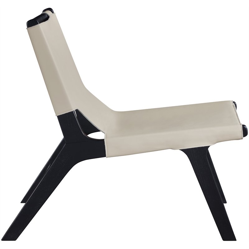 Bowery Hill Contemporary Beige Vegan Leather Upholstered Accent Chair