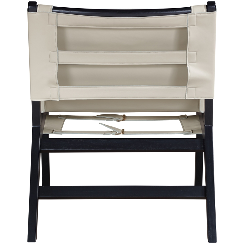 Bowery Hill Contemporary Beige Vegan Leather Upholstered Accent Chair