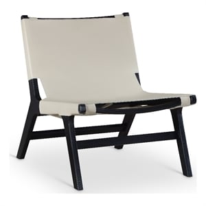 Bowery Hill Contemporary Beige Vegan Leather Upholstered Accent Chair
