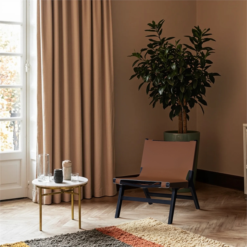 Bowery Hill Contemporary Cognac Vegan Leather Upholstered Accent Chair