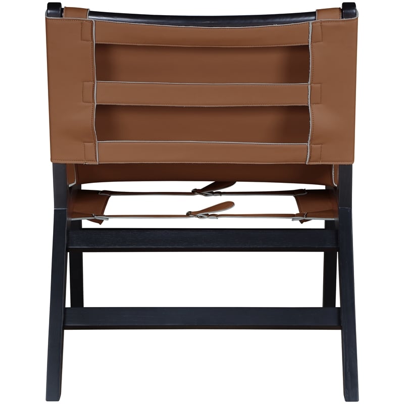 Bowery Hill Contemporary Cognac Vegan Leather Upholstered Accent Chair