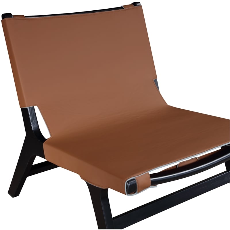 Bowery Hill Contemporary Cognac Vegan Leather Upholstered Accent Chair