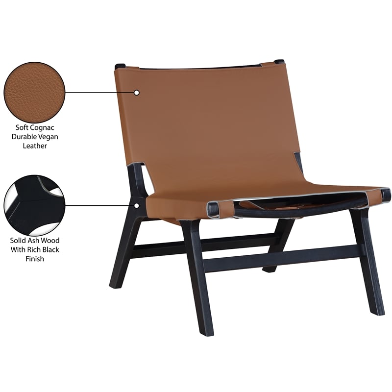 Bowery Hill Contemporary Cognac Vegan Leather Upholstered Accent Chair