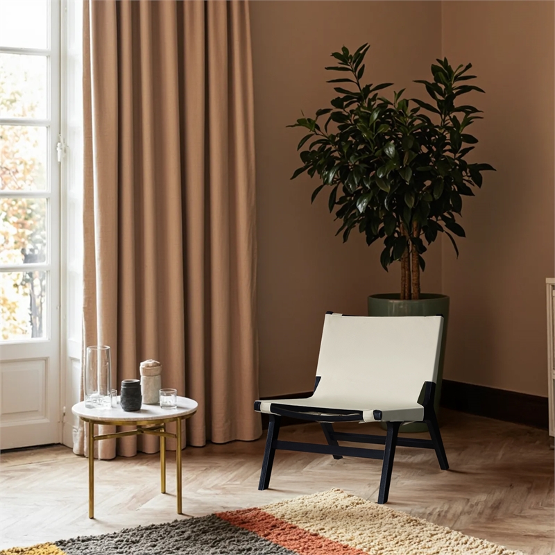Bowery Hill Contemporary Cream Vegan Leather Upholstered Accent Chair