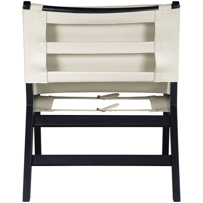 Bowery Hill Contemporary Cream Vegan Leather Upholstered Accent Chair