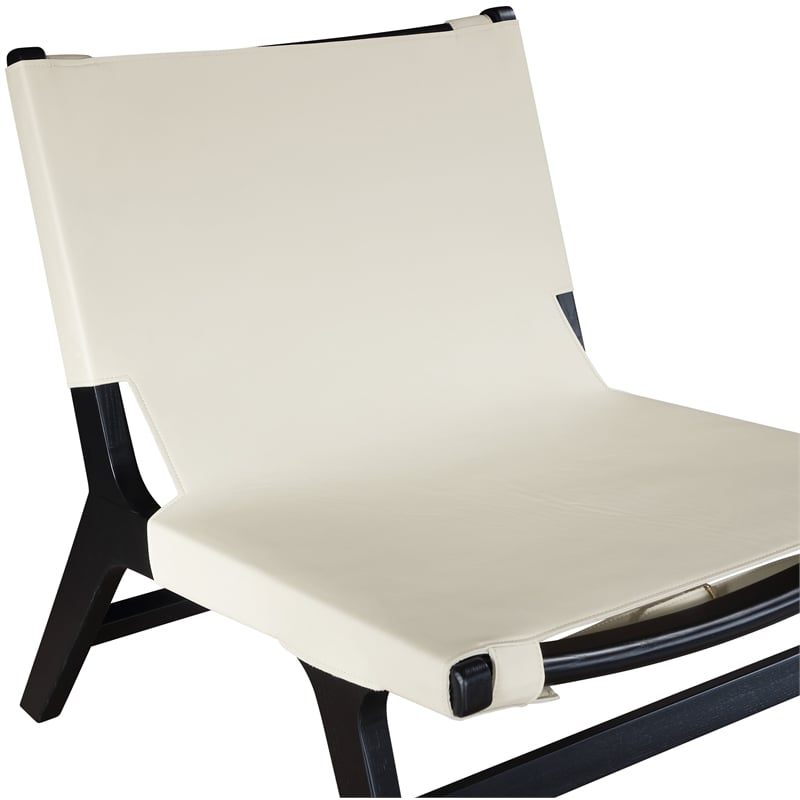 Bowery Hill Contemporary Cream Vegan Leather Upholstered Accent Chair