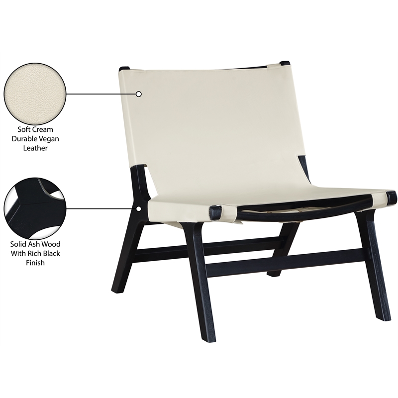 Bowery Hill Contemporary Cream Vegan Leather Upholstered Accent Chair