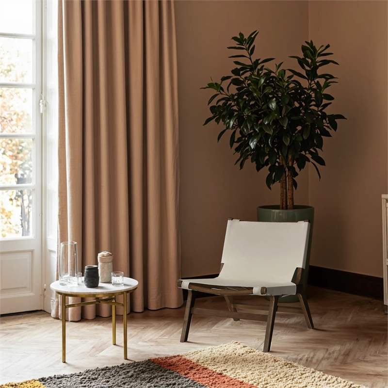 Bowery Hill Contemporary Beige Vegan Leather Upholstered Accent Chair