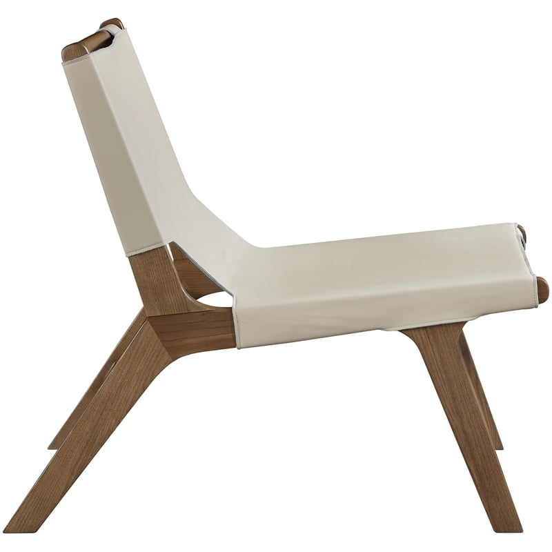 Bowery Hill Contemporary Beige Vegan Leather Upholstered Accent Chair