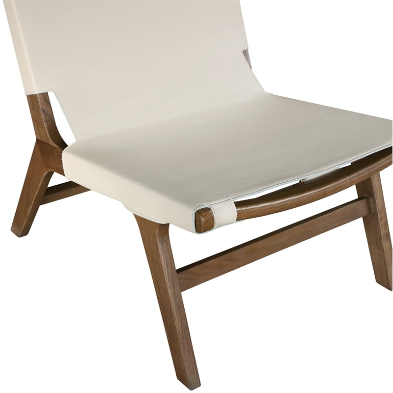 Bowery Hill Contemporary Beige Vegan Leather Upholstered Accent Chair