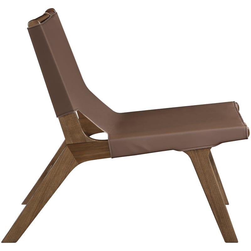 Bowery Hill Contemporary Brown Vegan Leather Upholstered Accent Chair