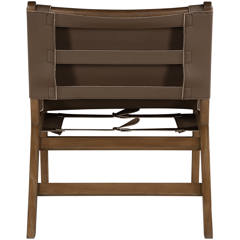 Bowery Hill Contemporary Brown Vegan Leather Upholstered Accent Chair