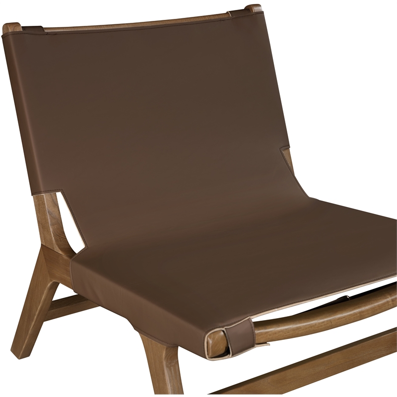 Bowery Hill Contemporary Brown Vegan Leather Upholstered Accent Chair